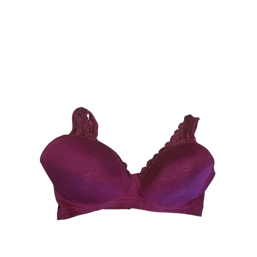 Angelina Bra 38D Womens Purple Lace Trim Lightly Lined Wireless